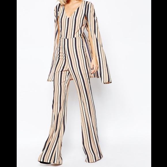 Lavish Alice 70's Stripe Cape Jumpsuit - Picture 7 of 13